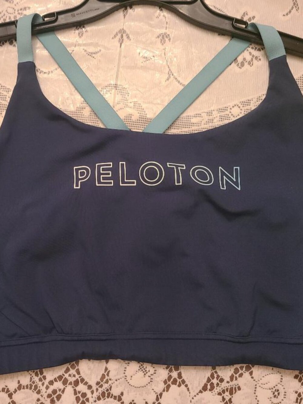 Peloton Dark Green/Turquoise Mesh Back w/Keyhole & Cross Strap Plus Sport Bra 3X